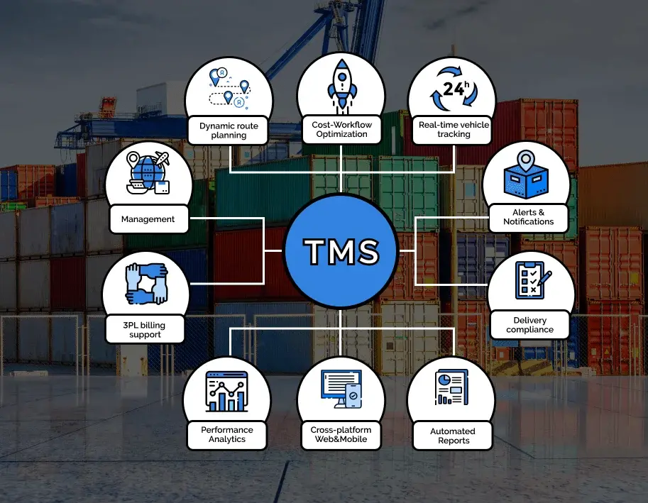 The diagram of the advantageous features of transport logistics software